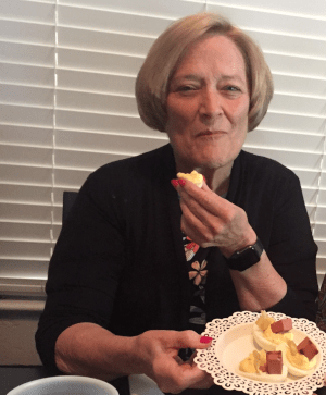 Enjoying lunch at a local restaurant